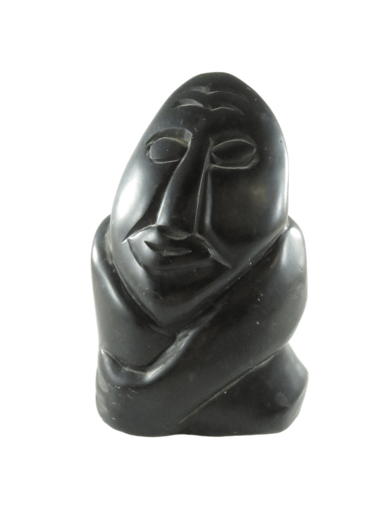 Carved Rock Man Sculpture Form in the Style of The Inuit Tribe 4 3/4 x 3"