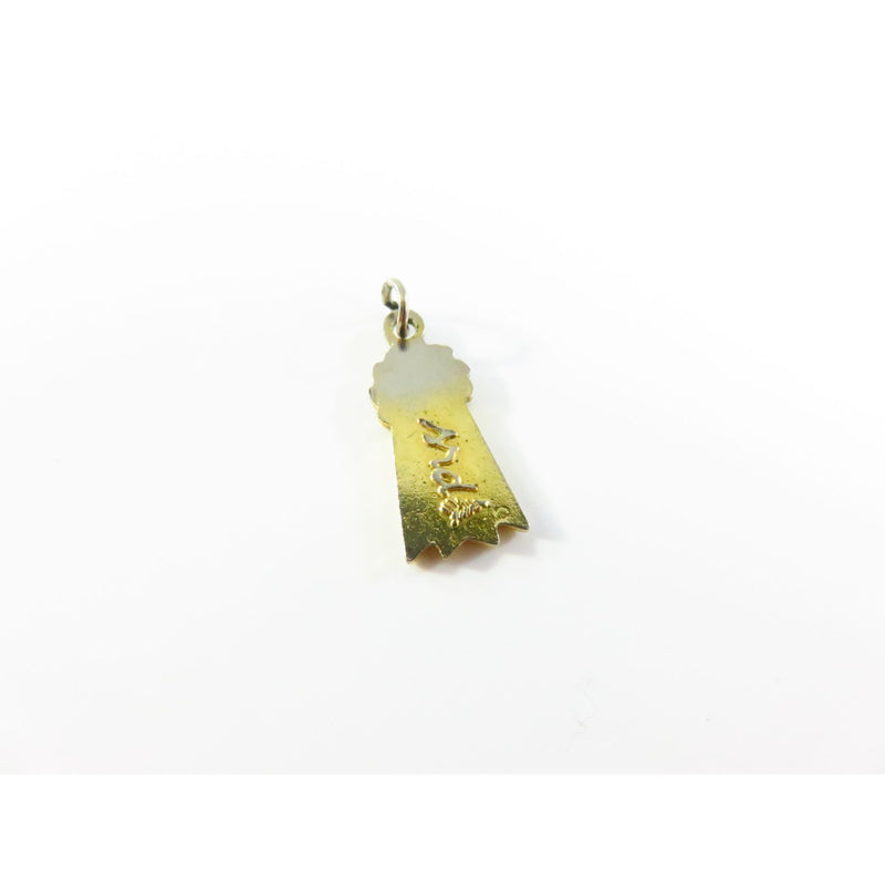 AKC UD Blue Ribbon Enamel Charm Pendant With Gold Tone Base Metal