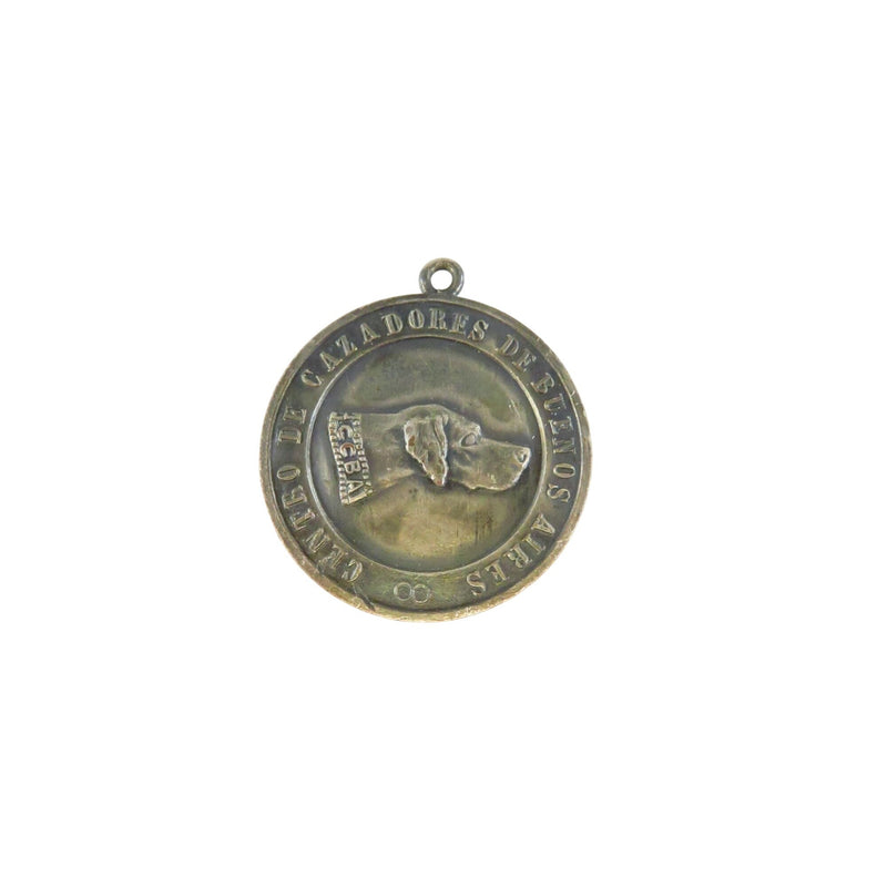 Vintage 1954 Buenos Aires Hunter Center Dog Medal Silver Pendant