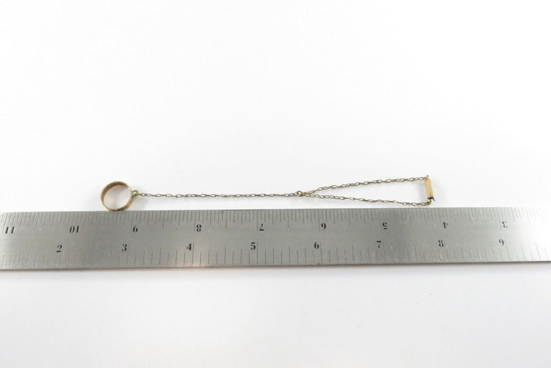 Victorian Child Hand Chain 10K Gold Engraved Ring c1898 Gold-Filled Bracelet