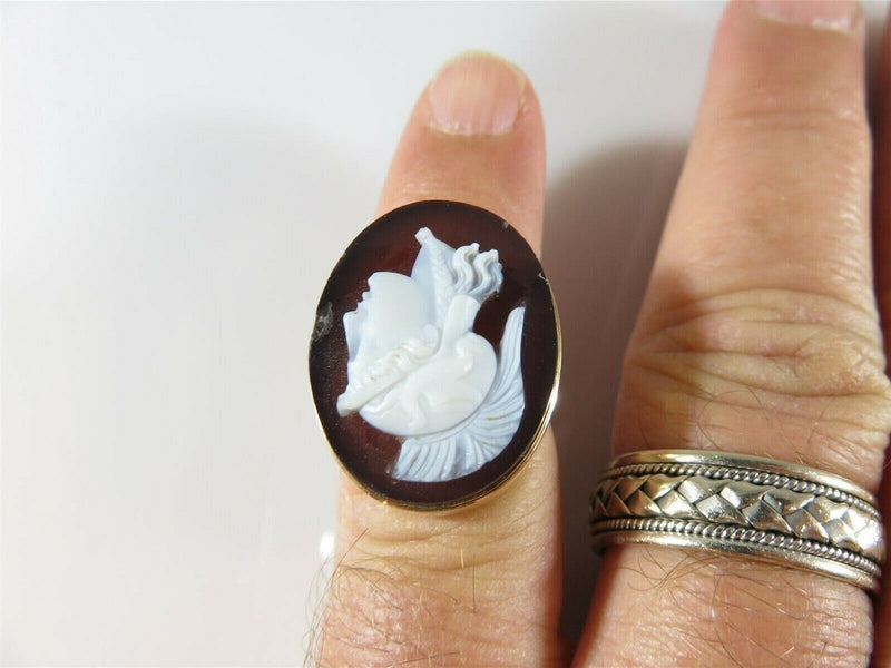 Victorian Era 14K Gold High Relief Carved Hardstone Roman Soldier Ring Size 7 product image for Just Stuff I Sell, clear front view, neutral background, original listing photo, optimized descriptive alt text, centered composition variant 11