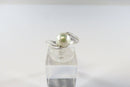 10K White Gold Cultured Pearl Modernist Bypass Ring Size 6.25 SA Mark
