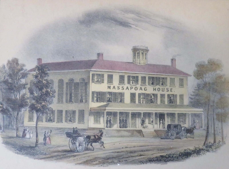 Antique The Massapoag March Massapoag House Opening Eglomise Glass Colored Print product image for Just Stuff I Sell, clear front view, neutral background, original listing photo, optimized descriptive alt text, centered composition