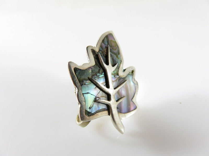 Vintage Unmatched Maple Leaf Abalone & Sterling Taxco Mexico APO Single Silver Earring product image for Just Stuff I Sell, clear front view, neutral background, original listing photo, optimized descriptive alt text, centered composition variant 2