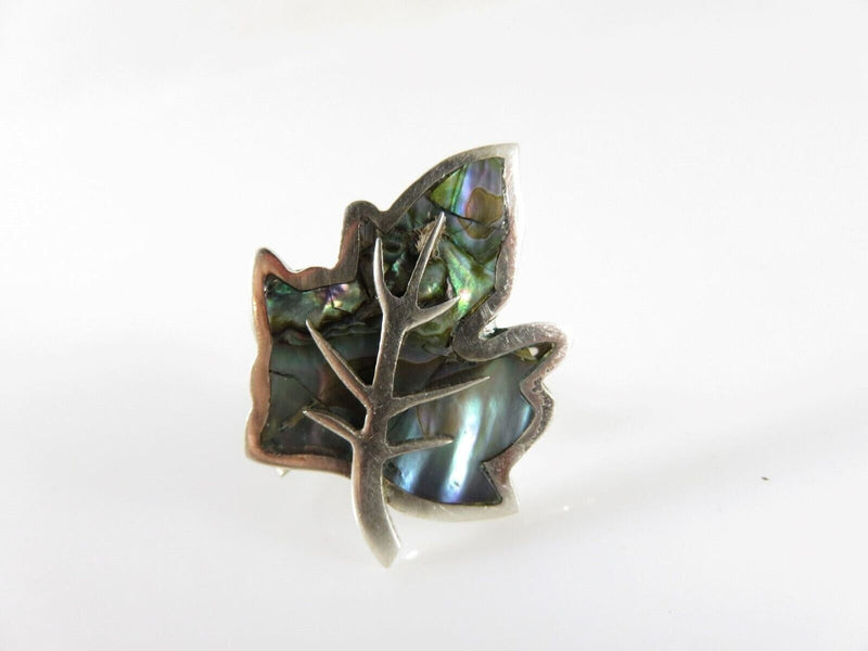 Vintage Unmatched Maple Leaf Abalone & Sterling Taxco Mexico APO Single Silver Earring product image for Just Stuff I Sell, clear front view, neutral background, original listing photo, optimized descriptive alt text, centered composition