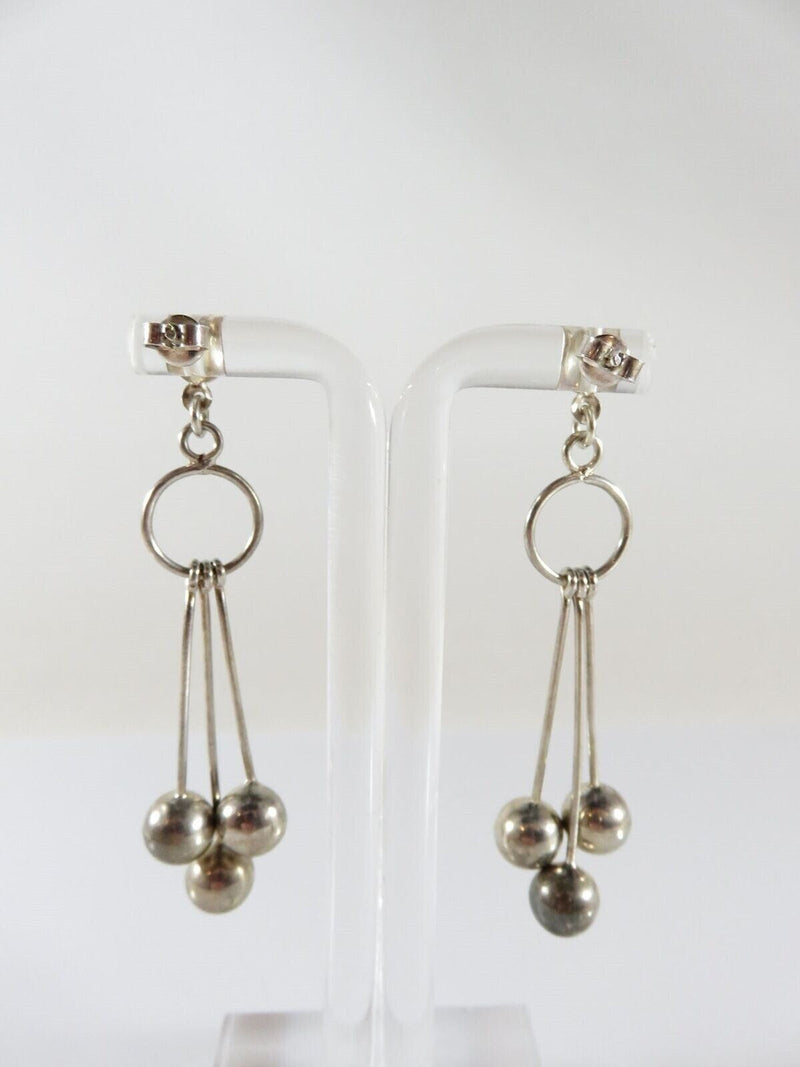 Artisan Modernist Ball & Rod Dangling Earring Set Hand Worked Sterling Silver P product image for Just Stuff I Sell, clear front view, neutral background, original listing photo, optimized descriptive alt text, centered composition variant 6