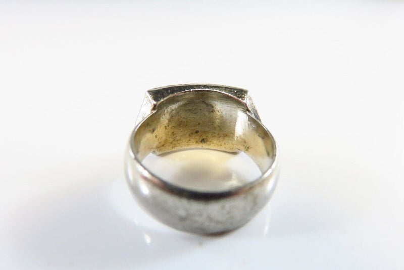 Triple Stone Blackened Silver Metal Ring Round Faceted Glass Size 5 1/2 product image for Just Stuff I Sell, clear front view, neutral background, original listing photo, optimized descriptive alt text, centered composition variant 4