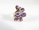 Vintage 14K Gold FL Amethyst Diamond Cluster Ring 7-Stone Split Shank Sz 6.75