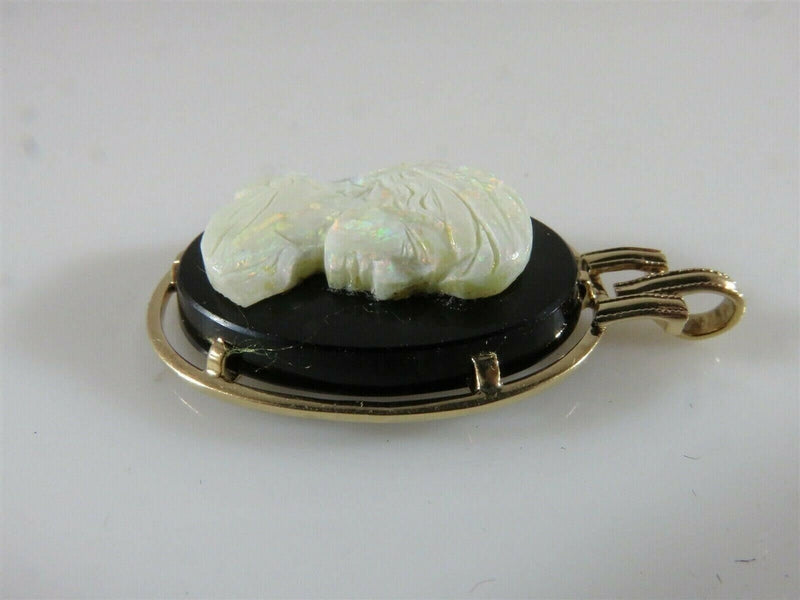 14K Yellow Gold Carved Opal Right Facing Cameo Onyx Pendant product image for Just Stuff I Sell, clear front view, neutral background, original listing photo, optimized descriptive alt text, centered composition variant 5