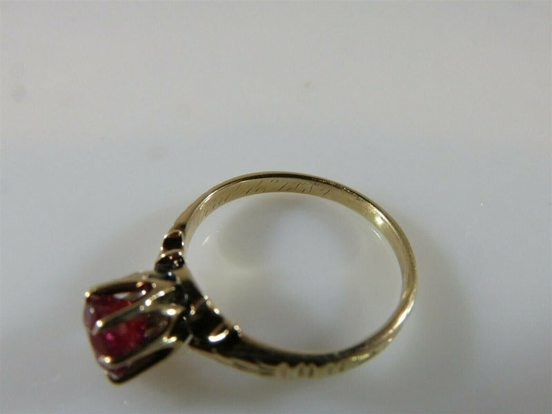 Victorian 14K Gold Ruby Engagement Ring Antique c.1887 Size 4.25 