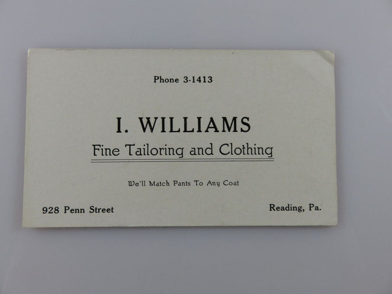 I. Williams Fine Tailoring and Clothing 928 Penn Street Reading PA Telephone 3-1 product image for Just Stuff I Sell, clear front view, neutral background, original listing photo, optimized descriptive alt text, centered composition