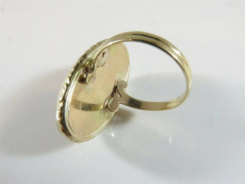 Vintage Mid-Century 10K Gold Rutilated Quartz Cabochon Ring Size 7