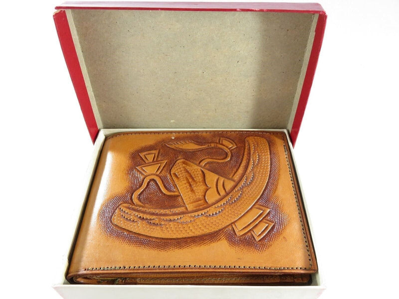 Genuine Vintage Tooled Leather Wallet Billfold Souvenir In Original Gift Box product image for Just Stuff I Sell, clear front view, neutral background, original listing photo, optimized descriptive alt text, centered composition variant 10