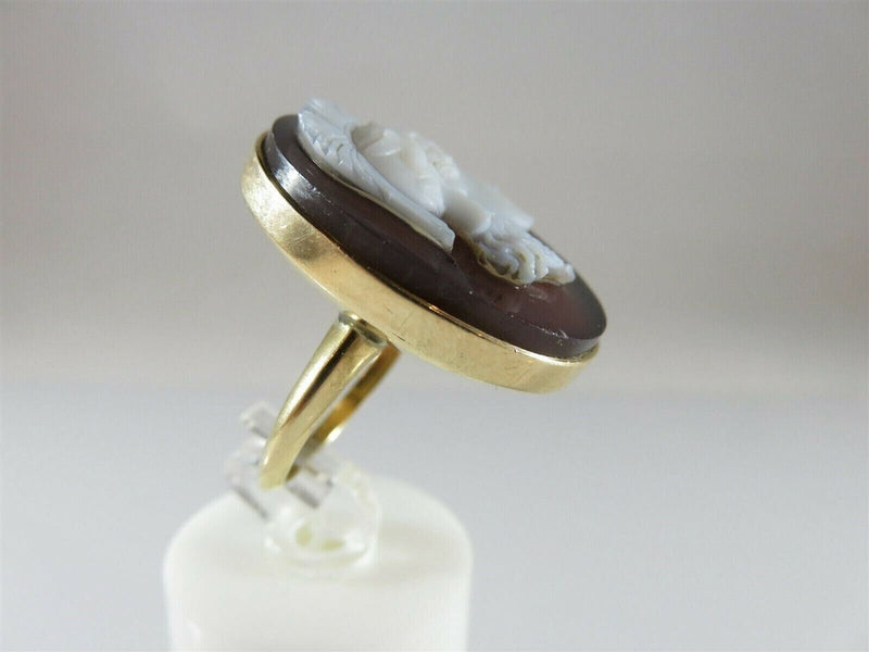 Victorian Era 14K Gold High Relief Carved Hardstone Roman Soldier Ring Size 7 product image for Just Stuff I Sell, clear front view, neutral background, original listing photo, optimized descriptive alt text, centered composition variant 4