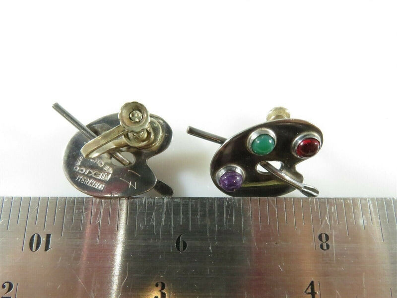 Amethyst & Glass Artist Palette Board Earrings by Artisan Shop Maricela 925 product image for Just Stuff I Sell, clear front view, neutral background, original listing photo, optimized descriptive alt text, centered composition variant 7