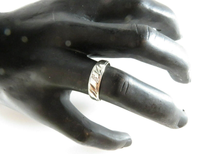 14K White Gold Diamond Chip Wedding Band Size 9.75 by NBK .02 CTW 3 Grams!