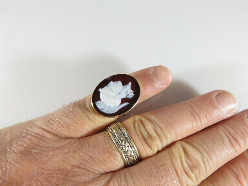 Victorian Era 14K Gold High Relief Carved Hardstone Roman Soldier Ring Size 7 product image for Just Stuff I Sell, clear front view, neutral background, original listing photo, optimized descriptive alt text, centered composition variant 2