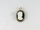 14K Yellow Gold Carved Opal Right Facing Cameo Onyx Pendant product image for Just Stuff I Sell, clear front view, neutral background, original listing photo, optimized descriptive alt text, centered composition