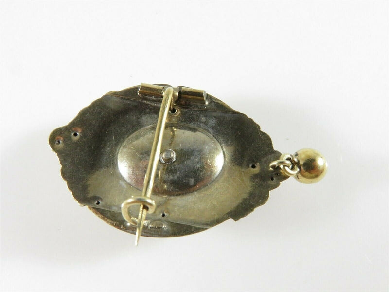 Victorian Gold Filled Floral Taille d'épargne Brooch with Dangle