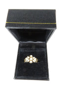 Victorian 18K Yellow Gold Three-Leaf Clover Seed Pearl Ring Size 8