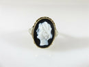 Antique 14K Gold Onyx Cameo Ring Art Nouveau Edwardian Style Size 5.5