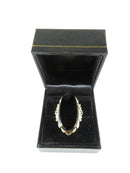 10K Gold Victorian Revival Onyx Plaque Ring Bold Flower Statement Size 6.5