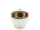 Circa 1890 18K Yellow Gold Diamond Pink Ruby Ring Size 4.25
