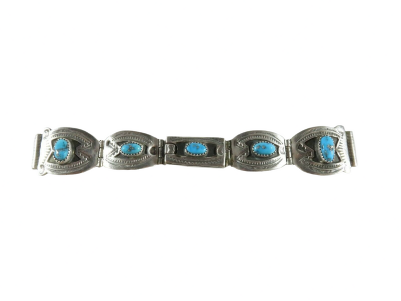 Beautiful Navajo Morenci Turquoise Watch Bracelet Sterling Silver 5 7/8" TL