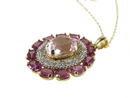 14K Gold Oval Morganite Diamond Accented Amethyst Surround Pendant & Rope Chain product image for Just Stuff I Sell, clear front view, neutral background, original listing photo, optimized descriptive alt text, centered composition