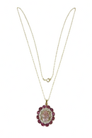 14K Gold Oval Morganite Diamond Accented Amethyst Surround Pendant & Rope Chain product image for Just Stuff I Sell, clear front view, neutral background, original listing photo, optimized descriptive alt text, centered composition variant 2