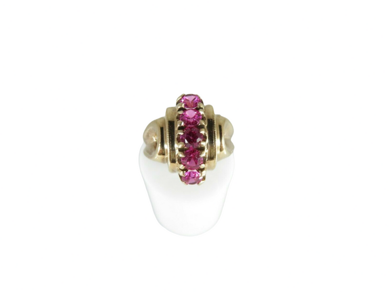 Waterfall Pink Spinel Mid Century FAITH 10k Gold Womens Ring Size 4.25