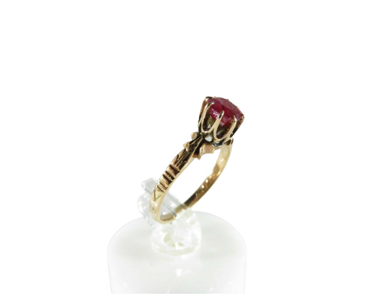 1887 Victorian 3/4 Carat Ruby Wedding Ring Size 4.25 No Heat Natural Stone Left View