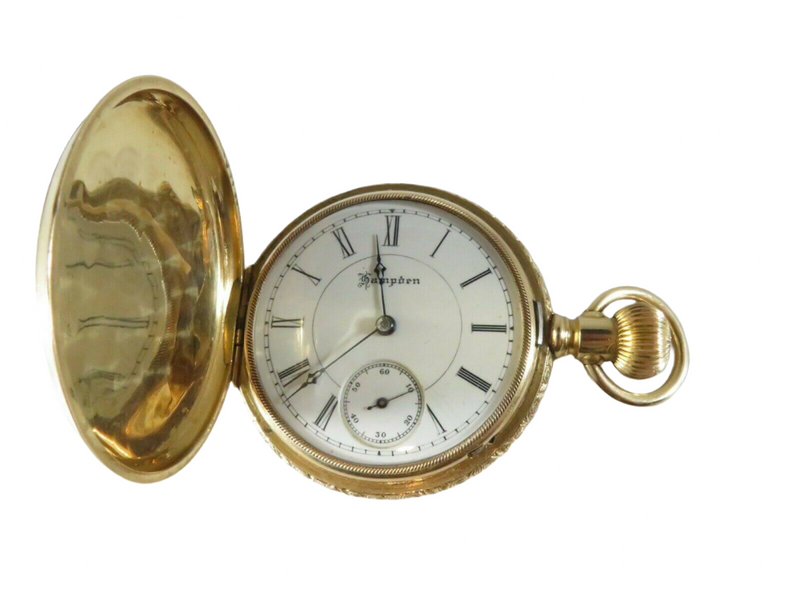 14K Gold 1888 Victorian Size 6S Hampden Hunter Cased Pocket Watch Dial