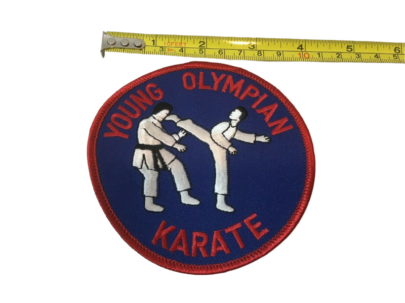 Vintage Red White & Blue "Young Olympian Karate" Martial Arts Patch 4" Diameter