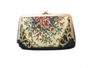 Nice Vintage Floral Design on Black Makeup Cosmetic Clutch with Mirror Japan — Clothing, Shoes & Accessories:Specialty:Vintag
