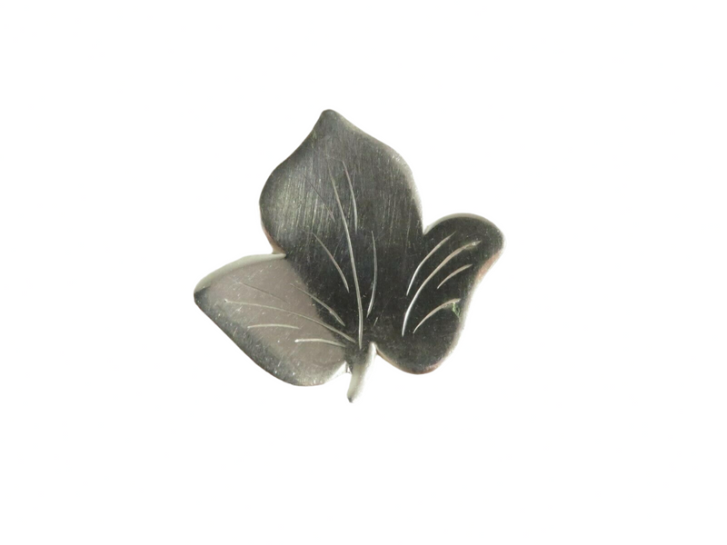 Artisan Signed Handmade Sterling Silver Leaf Pin Brooch 1 3/8 x 1 7/16 5.6gr