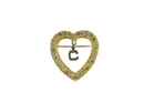 Vintage Gold Gilt Sterling Silver Heart with Paste & Letter C Sweetheart Pin — Jewelry & Watches:Fine Jewelry:Fine Pins & Bro