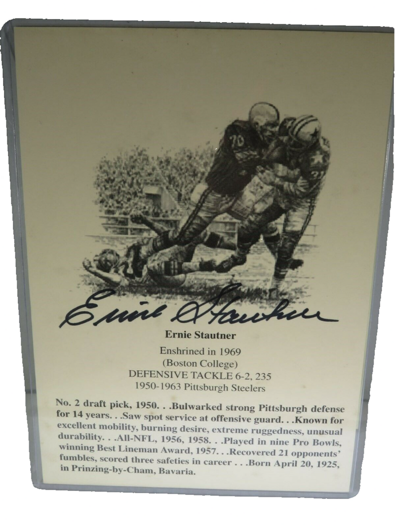 Pittsburg Steelers Ernie Stautner Autograph Boston College Defensive Tackle 1950