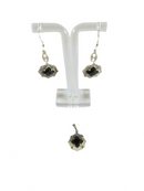 Sterling Silver Onyx Marcasite Accented Dangle Earrings With Matched Pendant — Jewelry & Watches:Fine Jewelry:Fine Earrings:G