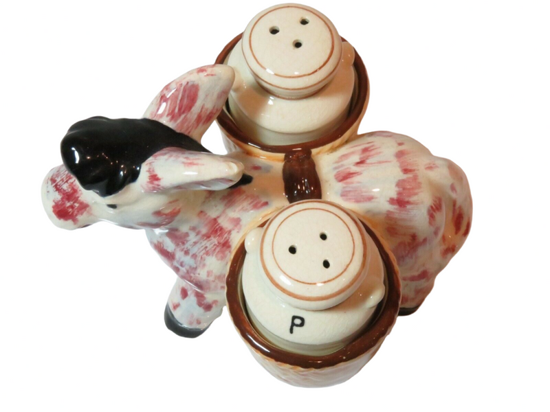 Vintage Unique Pack Mule Water Urns Hand Painted Salt Pepper Shaker Set SP89 Top View