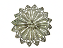 Old Sterling Silver Fancy Filigree Flower Brooch 1 1/2" — Jewelry & Watches:Fine Jewelry:Fine Pins & Brooches:Precious Metal