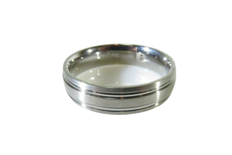 Nice Looking Forge Titanium Brushed/polished/Brushed Metal Band 11.75 — Jewelry & Watches:Men's Jewelry:Rings • Silver — fron