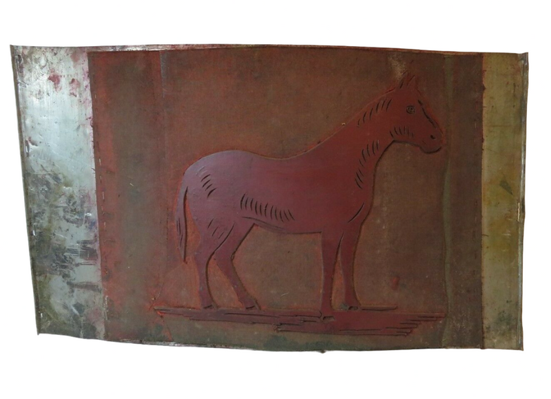 Neat Large 23 1/2" x 13 1/2" Horse Image Printing Plate For Repurpose