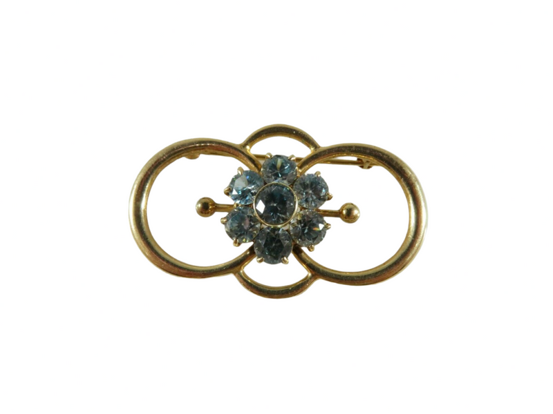 14K Gold Mid Century Blue Zircon Cluster Brooch 7g – 1 5/8" x 7/8" — Jewelry & Watches:Fine Jewelry:Fine Pins & Brooches:Diam