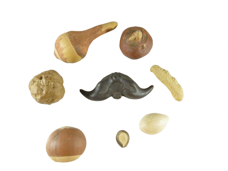 8 Exquisite Chinese Yixing Zisha Pottery Nuts Walnut, Peanut, Water Caltrop, Etc — Collectibles:Cultures & Ethnicities:Asian: