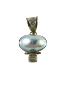 Blue Gray Toned Pearl half Double Topaz Pendant 1 3/4" H Bale Size 9.35mm ID — Jewelry & Watches:Fine Jewelry:Fine Necklaces