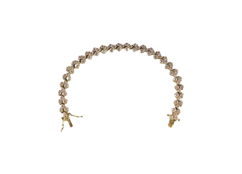 Stylish Gold Washed Sterling Silver 7 1/4" Long Faceted Pink Glass Link Bracelet — Jewelry & Watches:Fine Jewelry:Fine Bracel