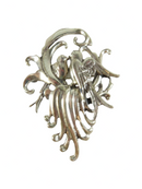 Large Artisan 2 3/4" x 2" Cast Sterling Silver Lovebirds Spray Brooch — Jewelry & Watches:Fine Jewelry:Fine Pins & Brooches:P