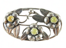 1930's Modernist Sterling Mexico Calcite Floral Brooch Artisan Hand Worked — Jewelry & Watches:Fine Jewelry:Fine Pins & Brooc