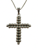 Vintage Beaded Cross 3" x 2" with 24" Box Chain House of Bangles Sterling